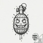 Tattoo design a small, stylized grenade with… – tattoo sketch (№1752977346_0, 20.07.2025 02:09) — tattoovalue.net