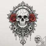 Tattoo design a pixelated key unlocking a det… – tattoo sketch (№1752977670_0, 20.07.2025 02:14) — tattoovalue.net