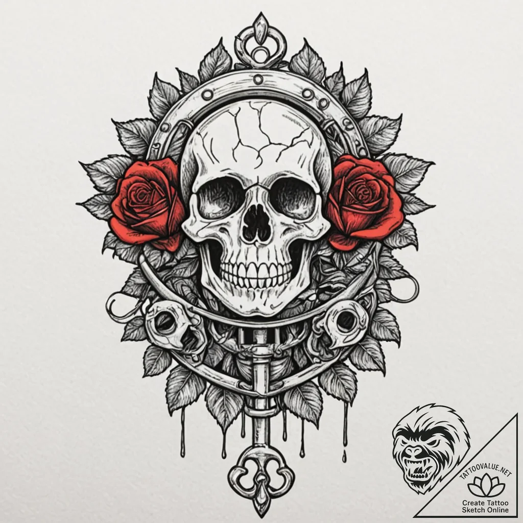 Tattoo design a pixelated key unlocking a det... - tattoo sketch (№1752977670_0, 20.07.2025 02:14) — tattoovalue.net
