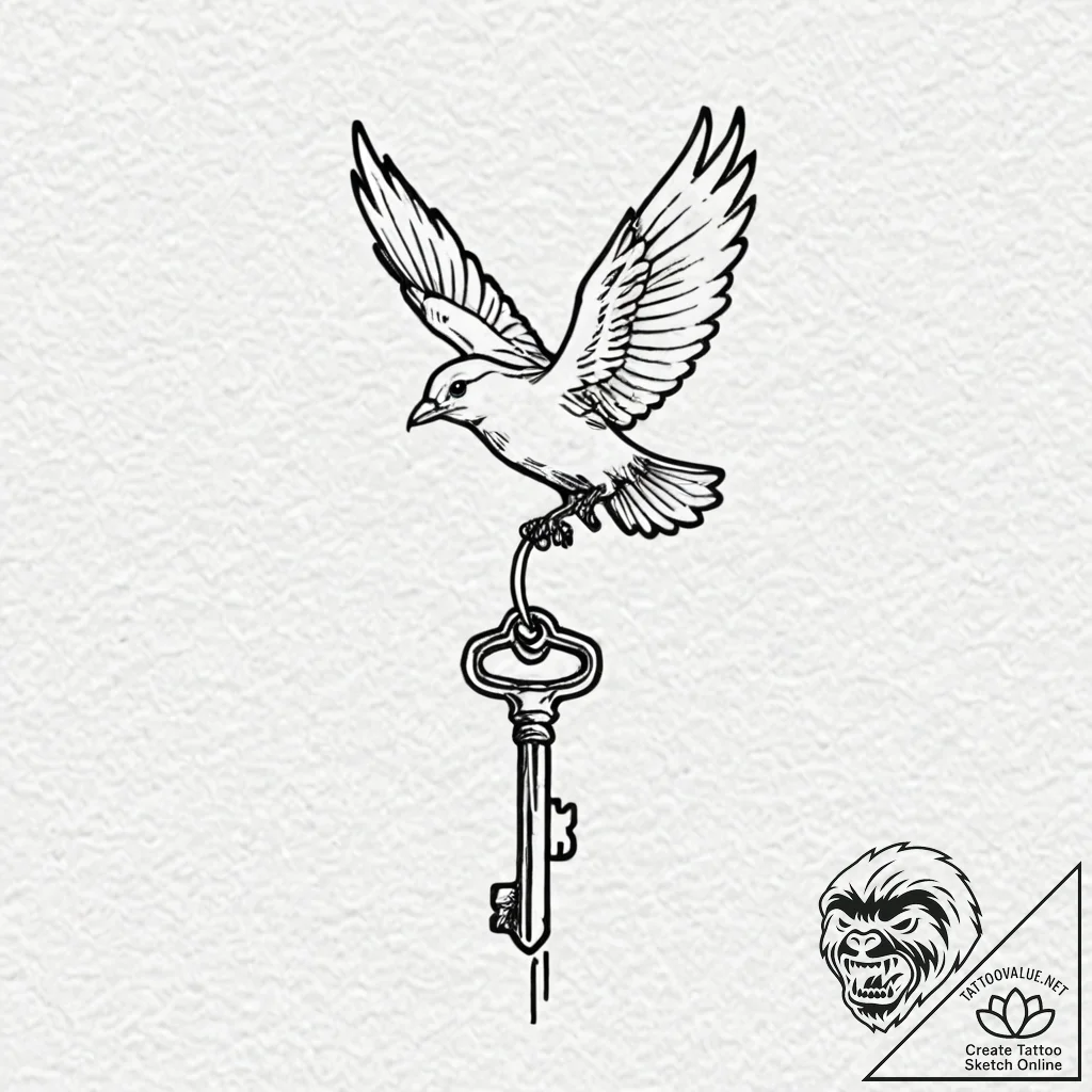 Tattoo sketch a stylized "escape key" with a... - tattoo sketch (№1752977912_0, 20.07.2025 02:18) — tattoovalue.net
