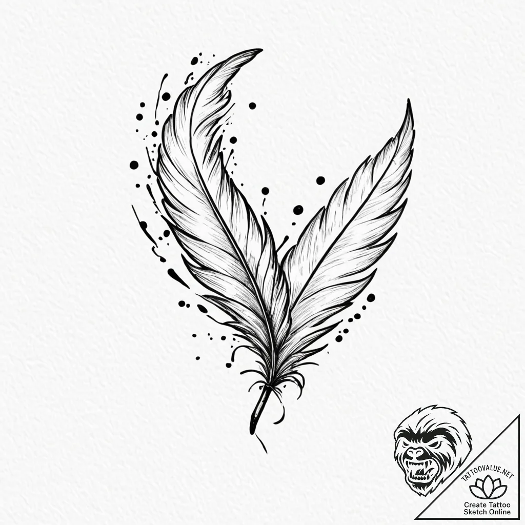 Tattoo design a feather transforming into a b... - tattoo sketch (№1752978078_0, 20.07.2025 02:21) — tattoovalue.net