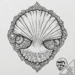 Tattoo design a minimalist seashell, represen… – tattoo sketch (№1752978161_0, 20.07.2025 02:22) — tattoovalue.net