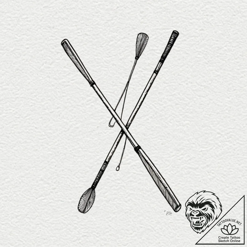 Tattoo sketch a pair of oars or paddles, symb... - tattoo sketch (№1752978246_0, 20.07.2025 02:24) — tattoovalue.net