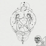 Tattoo sketch gemini constellation, lines con… – tattoo sketch (№1752978415_0, 20.07.2025 02:26) — tattoovalue.net