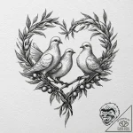 Tattoo sketch a pair of doves with intertwine… – tattoo sketch (№1752979004_0, 20.07.2025 02:36) — tattoovalue.net