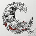 Tattoo design a traditional japanese wave pat… – tattoo sketch (№1752979088_0, 20.07.2025 02:38) — tattoovalue.net