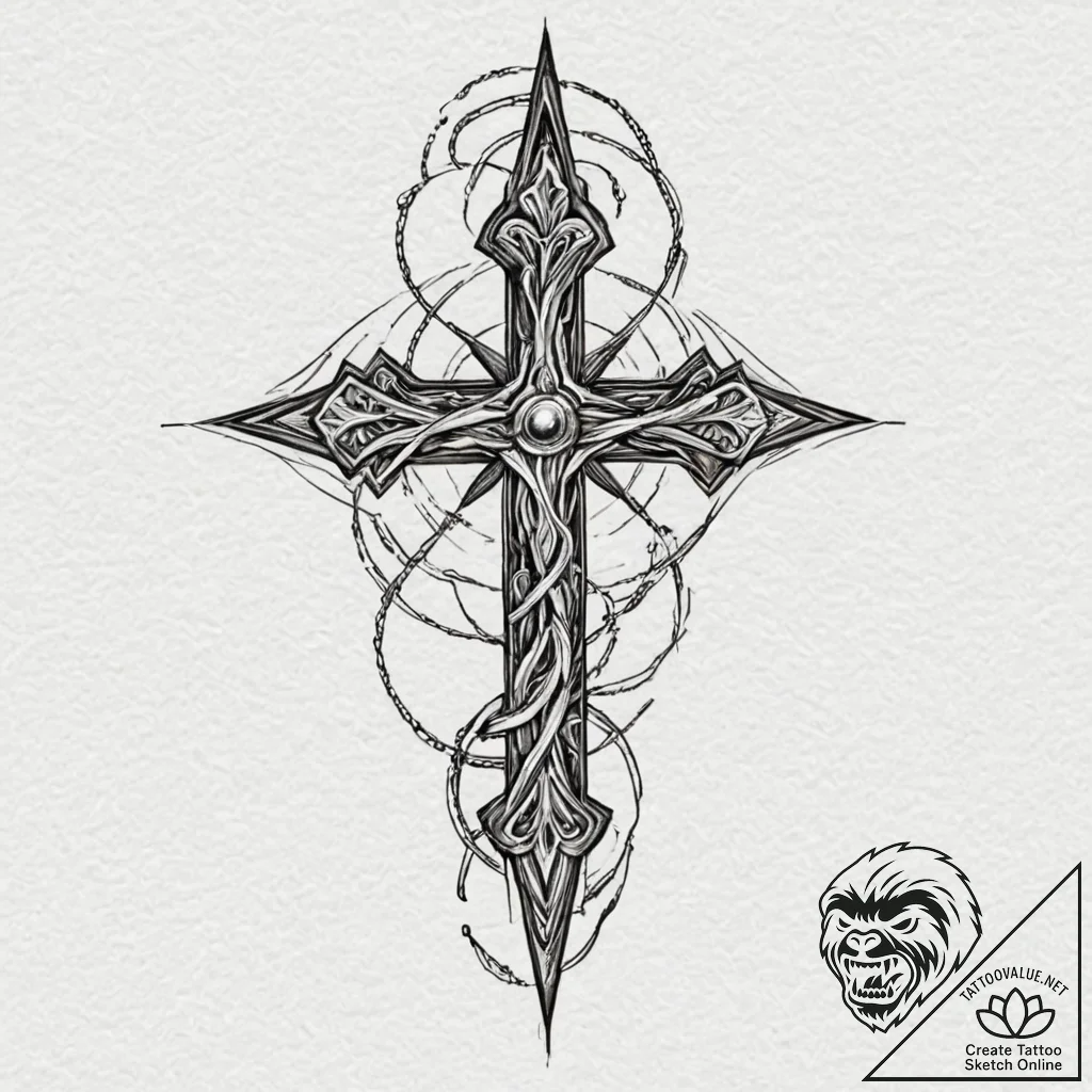 Svarog, artistic tattoo sketch, on a clean wh... - tattoo sketch (№1752979172_0, 20.07.2025 02:39) — tattoovalue.net