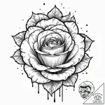Rose, ink illustration for tattoo, trash polk… – tattoo sketch (№1752979761_0, 20.07.2025 02:49) — tattoovalue.net