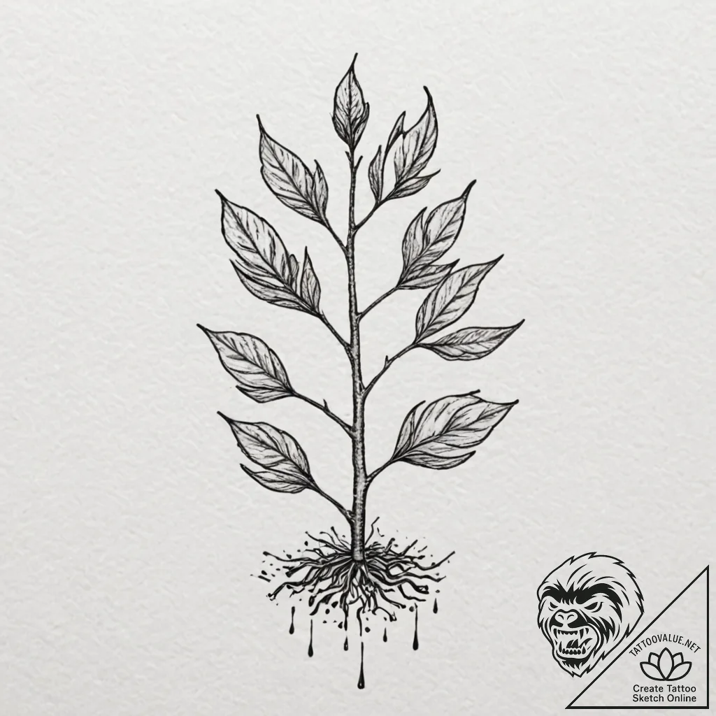 Tattoo design a seed sprouting into a vibrant... - tattoo sketch (№1752980267_0, 20.07.2025 02:57) — tattoovalue.net