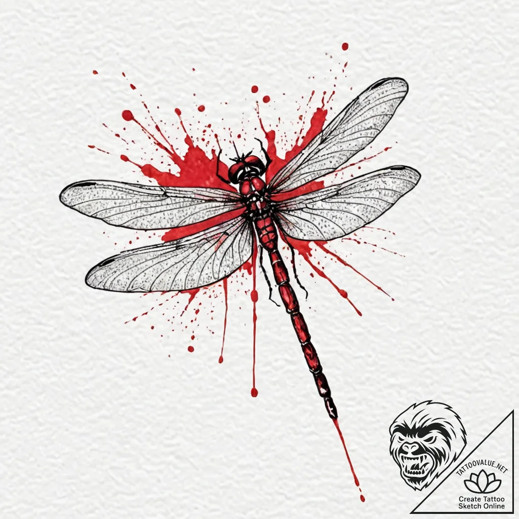 Dragonfly, artistic tattoo sketch, black and... - tattoo sketch (№1752980689_0, 20.07.2025 03:04) — tattoovalue.net