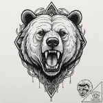 A powerful blackwork tattoo of a bear’s head… – tattoo sketch (№1752980942_0, 20.07.2025 03:09) — tattoovalue.net