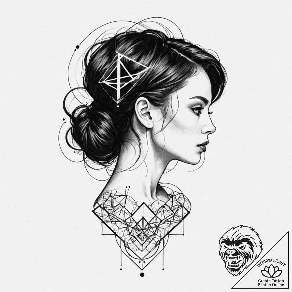 Tattoo sketch a person's silhouette merging w... - tattoo sketch (№1752981195_0, 20.07.2025 03:13) — tattoovalue.net