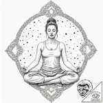 A person meditating in a silent, snowy landsc… – tattoo sketch (№1752981279_0, 20.07.2025 03:14) — tattoovalue.net