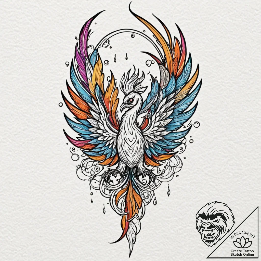 Tattoo design 'respawn' with a subtle phoenix... - tattoo sketch (№1752981702_0, 20.07.2025 03:21) — tattoovalue.net