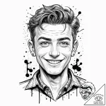 A trash polka portrait of homelander from the… – tattoo sketch (№1752981870_0, 20.07.2025 03:24) — tattoovalue.net