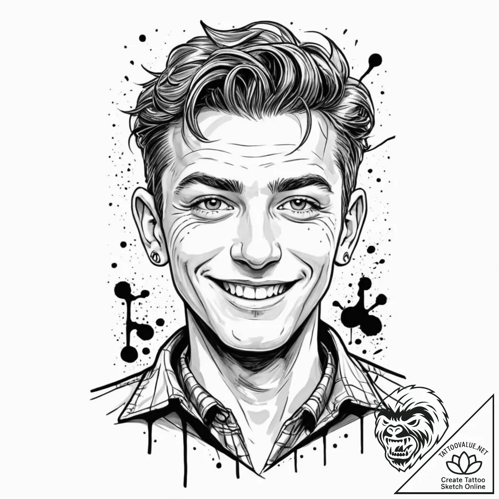 A trash polka portrait of homelander from the... - tattoo sketch (№1752981870_0, 20.07.2025 03:24) — tattoovalue.net
