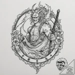 A sketch of roronoa zoro from one piece, with… – tattoo sketch (№1752982547_0, 20.07.2025 03:35) — tattoovalue.net