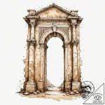 Tattoo sketch a robust archway or pillar, sym… – tattoo sketch (№1752982883_0, 20.07.2025 03:41) — tattoovalue.net