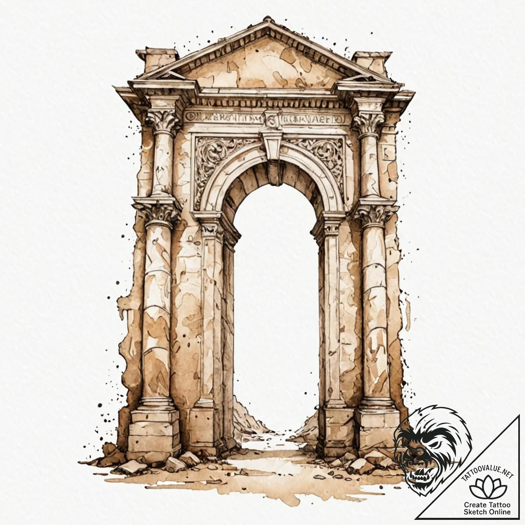 Tattoo sketch a robust archway or pillar, sym... - tattoo sketch (№1752982883_0, 20.07.2025 03:41) — tattoovalue.net