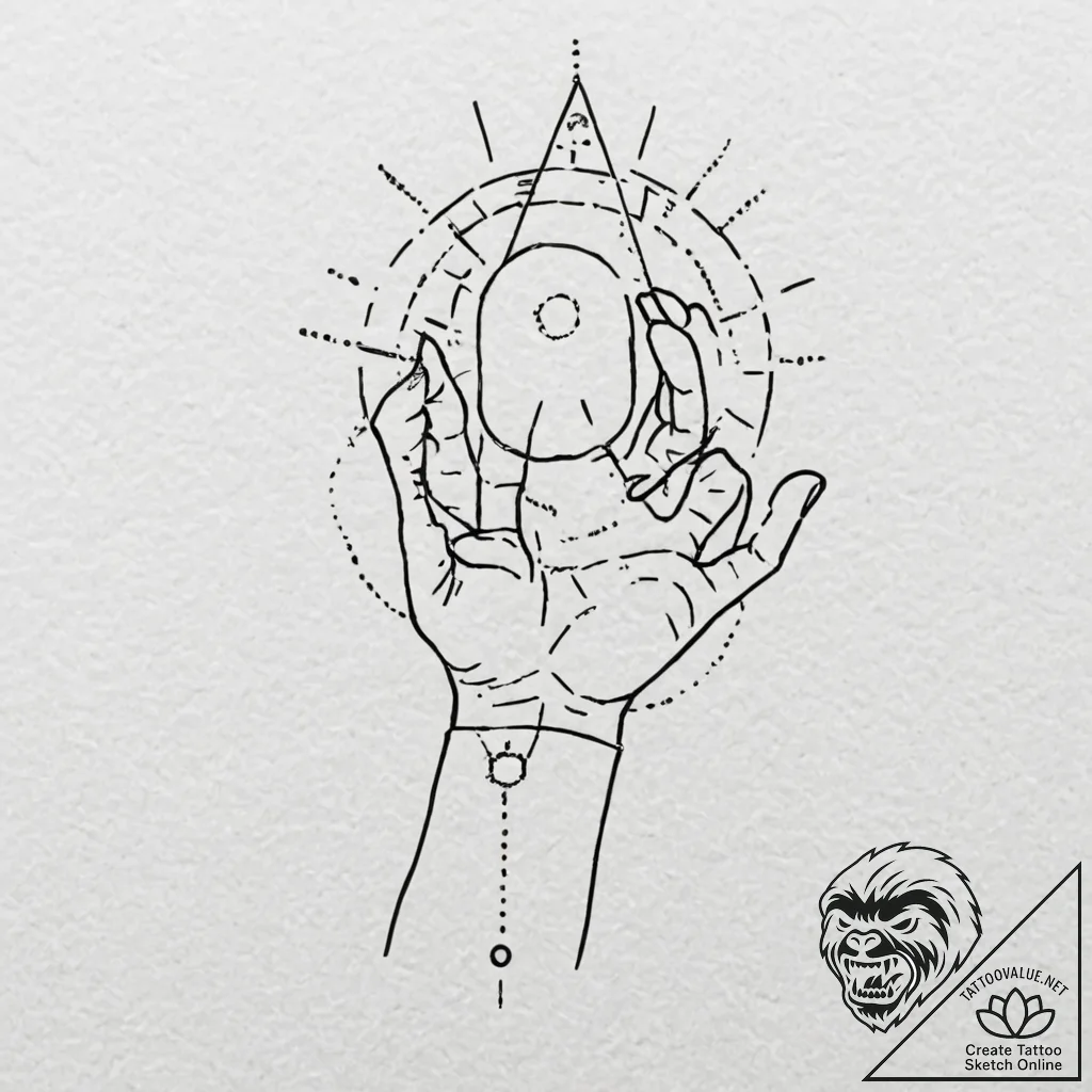 Tattoo sketch a sketch of a hand holding a gl... - tattoo sketch (№1752982968_0, 20.07.2025 03:42) — tattoovalue.net