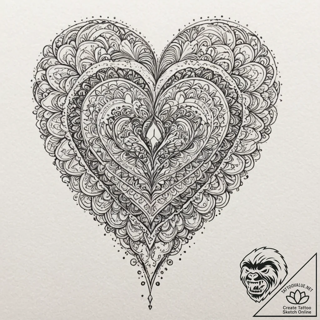 Tattoo sketch a delicate geometric heart, com... - tattoo sketch (№1752983643_0, 20.07.2025 03:54) — tattoovalue.net