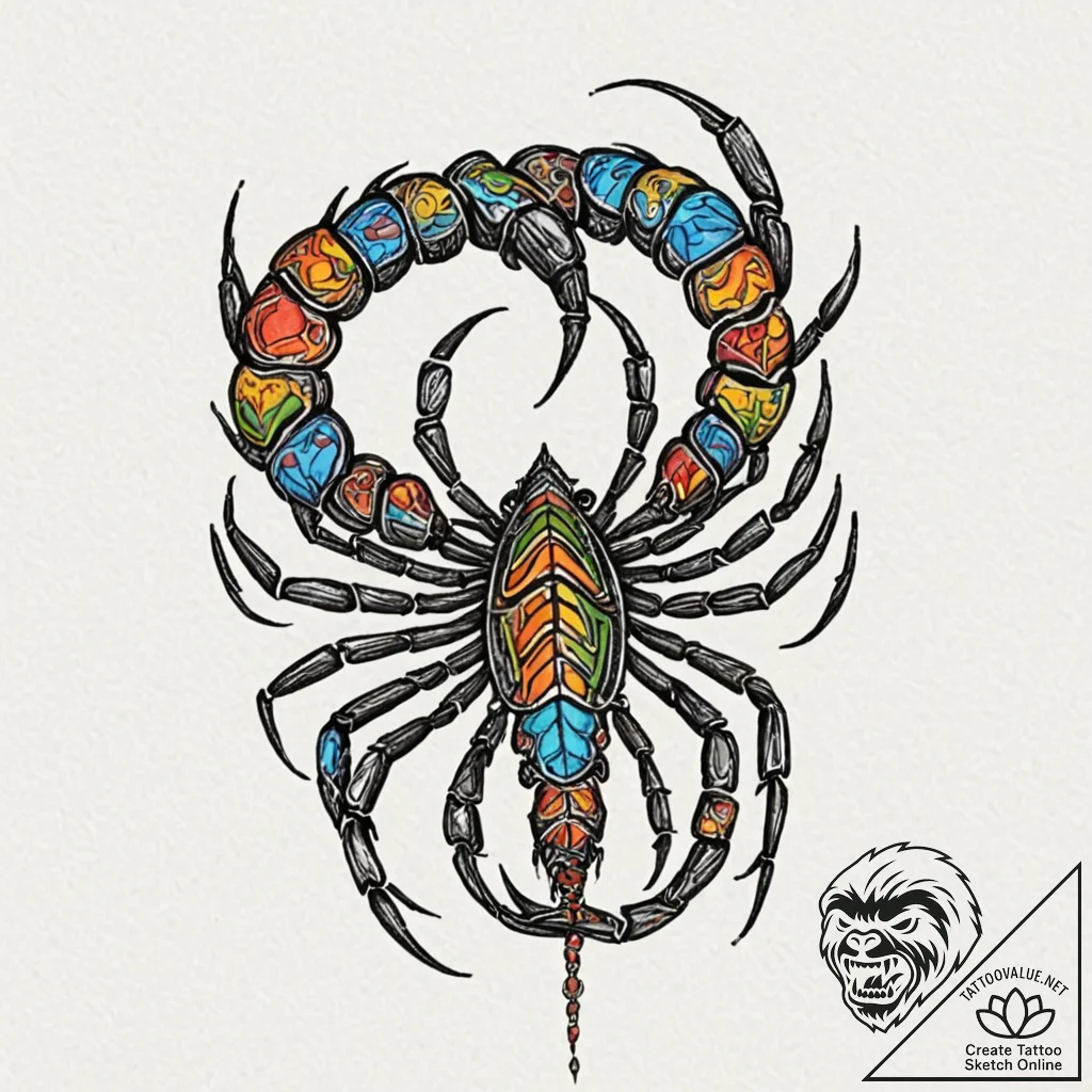 Tattoo design a scorpio scorpion, with a subt... - tattoo sketch (№1752983896_0, 20.07.2025 03:58) — tattoovalue.net