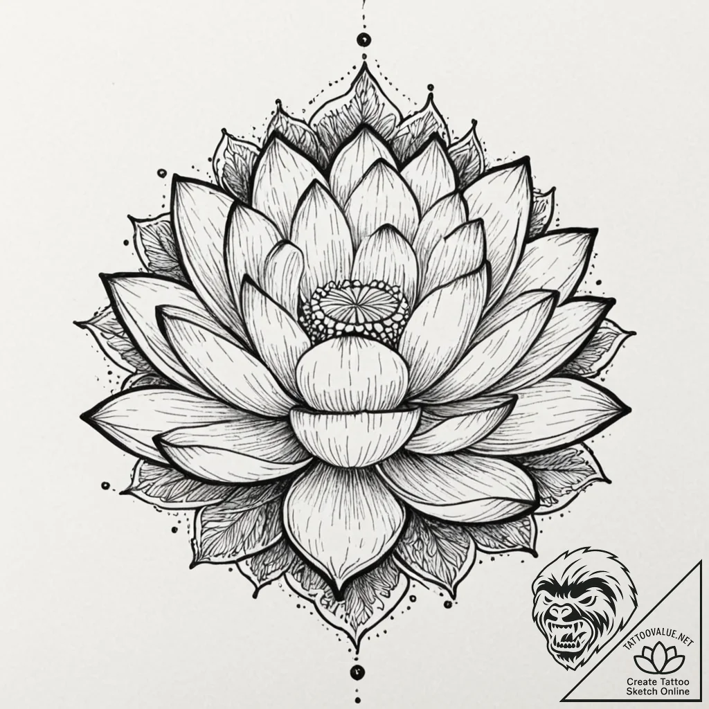 Tattoo design a lotus flower whose petals are... - tattoo sketch (№1752984319_0, 20.07.2025 04:05) — tattoovalue.net