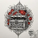 Tattoo sketch a stylized “epic loot” chest ov… – tattoo sketch (№1752984739_0, 20.07.2025 04:12) — tattoovalue.net