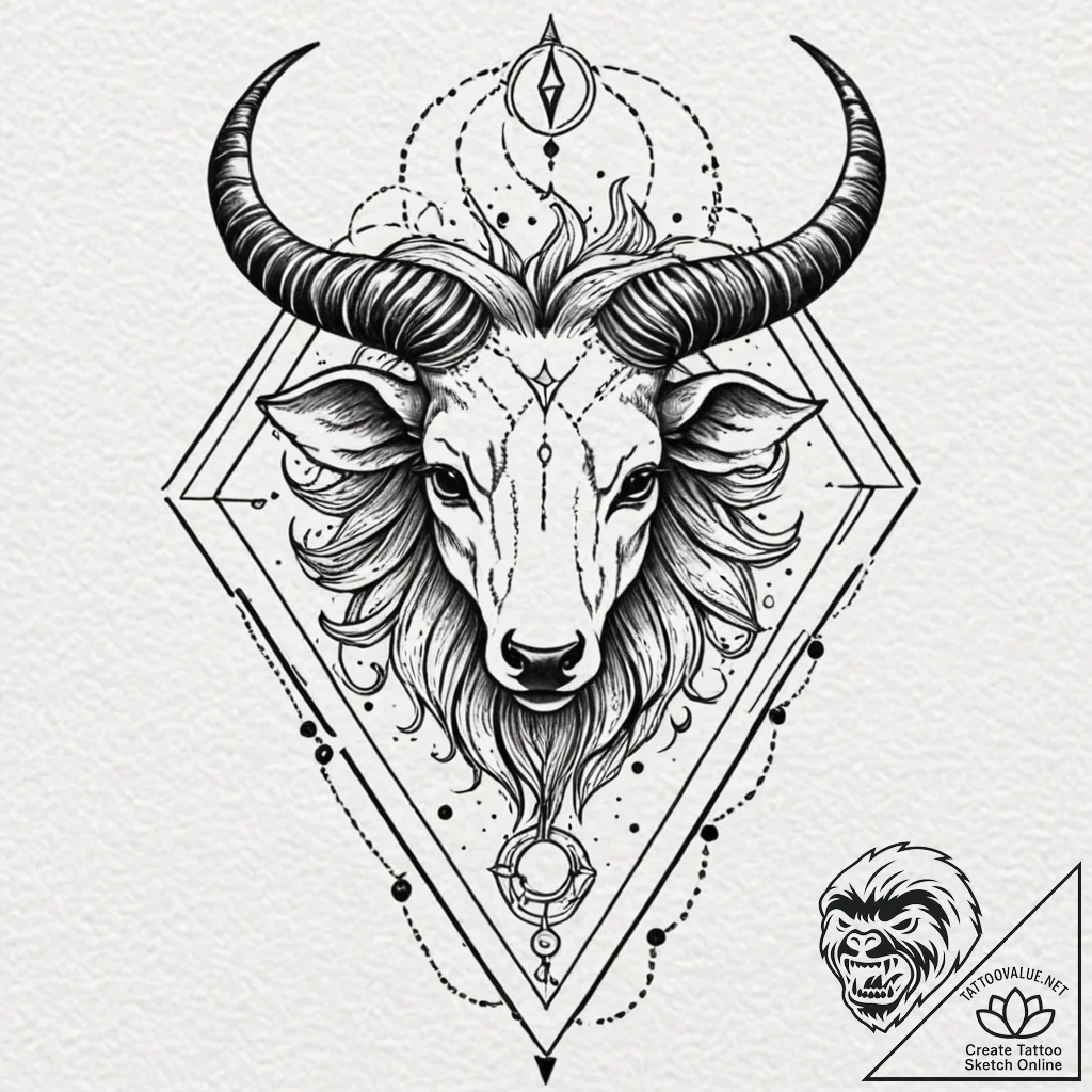 Tattoo sketch a zodiac symbol integrated into... - tattoo sketch (№1752985332_0, 20.07.2025 04:22) — tattoovalue.net
