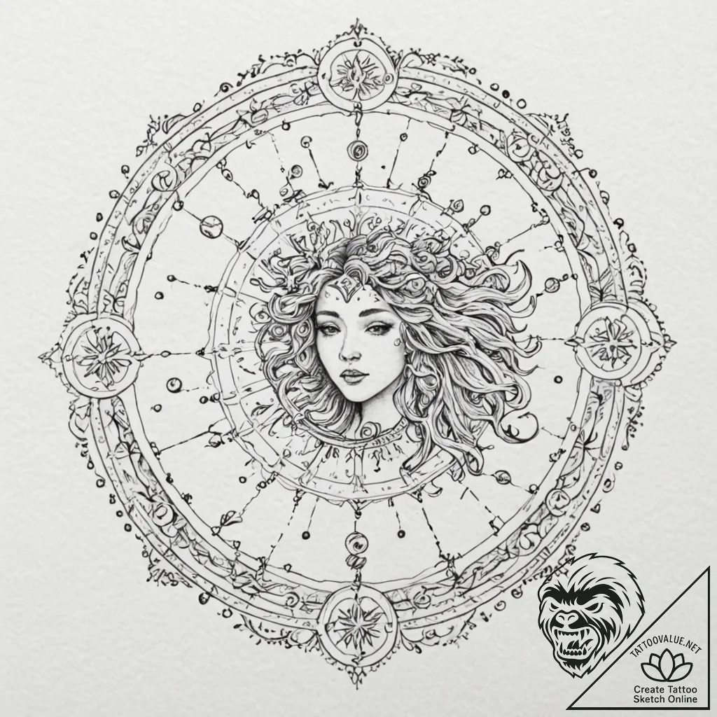 Tattoo sketch a zodiac constellation on a per... - tattoo sketch (№1752985416_0, 20.07.2025 04:23) — tattoovalue.net