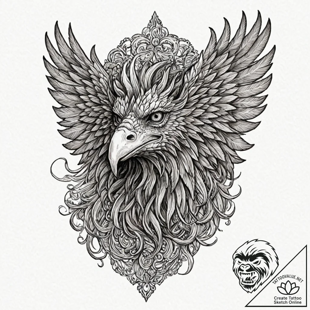 Tattoo design a powerful griffin, majestic an... - tattoo sketch (№1752985586_0, 20.07.2025 04:26) — tattoovalue.net