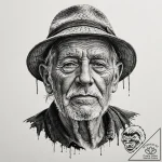 A hyperrealistic portrait of an elderly fishe… – tattoo sketch (№1752986092_0, 20.07.2025 04:34) — tattoovalue.net
