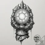 Tattoo design a knight’s armored gauntlet hol… – tattoo sketch (№1752986261_0, 20.07.2025 04:37) — tattoovalue.net