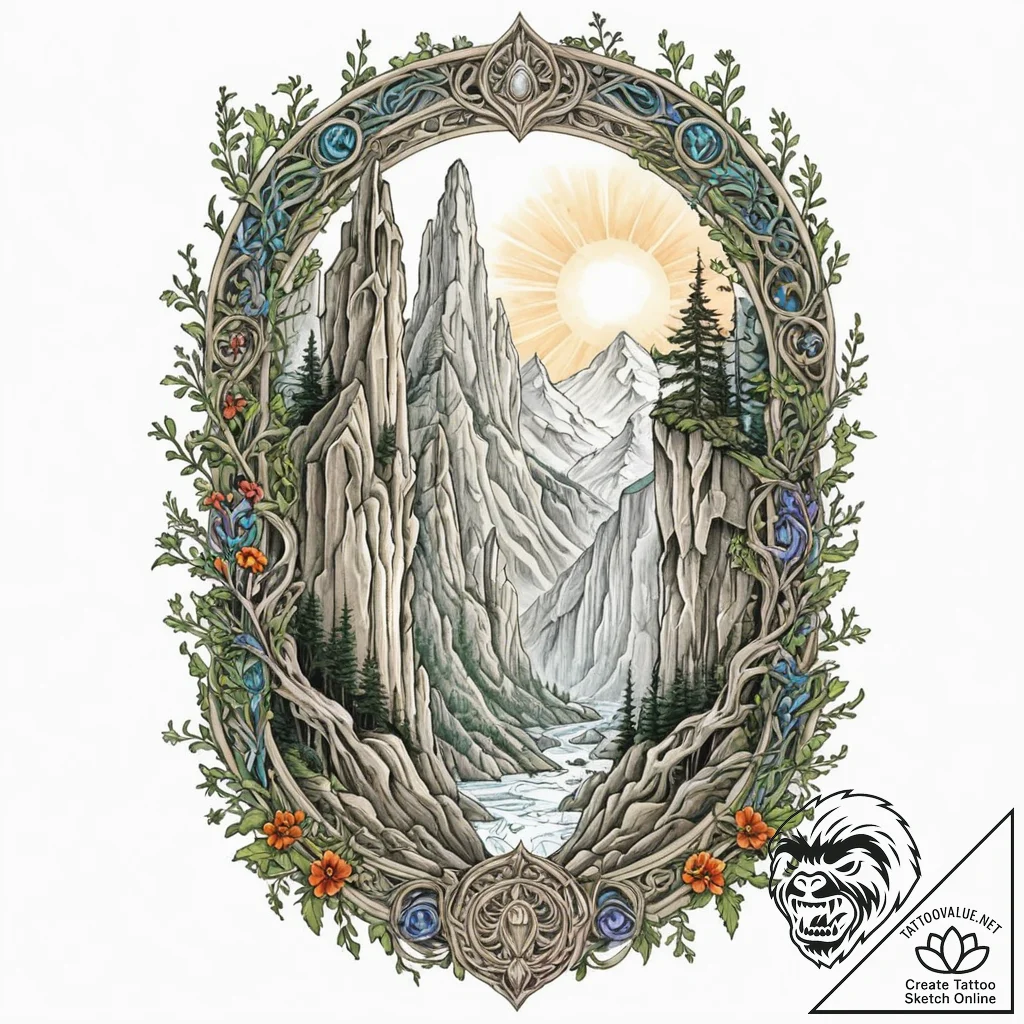 Neo-traditional tattoo of the argonath, the p... - tattoo sketch (№1752986346_0, 20.07.2025 04:39) — tattoovalue.net