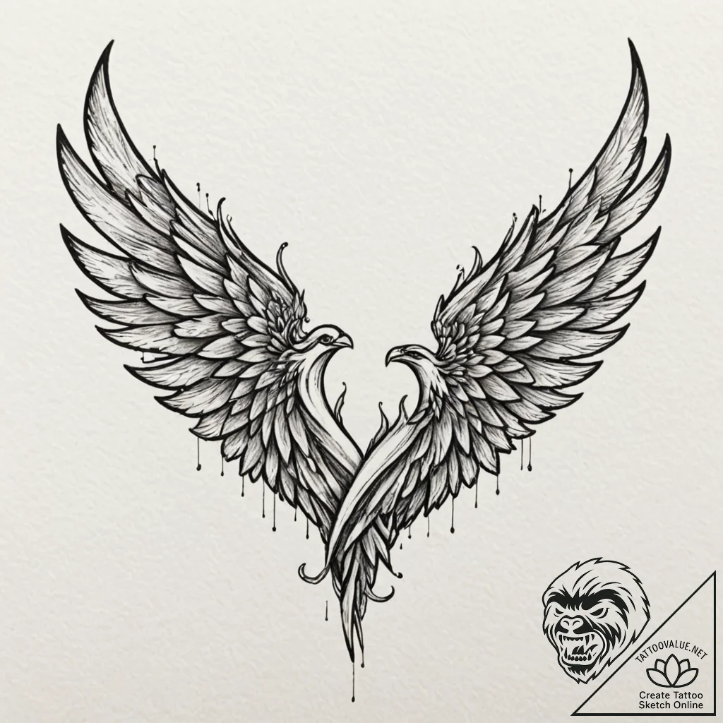 Tattoo sketch a pair of wings unfurled, symbo... - tattoo sketch (№1752986431_0, 20.07.2025 04:40) — tattoovalue.net