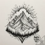 A majestic, snow-capped mountain peak breakin… – tattoo sketch (№1752987104_0, 20.07.2025 04:51) — tattoovalue.net