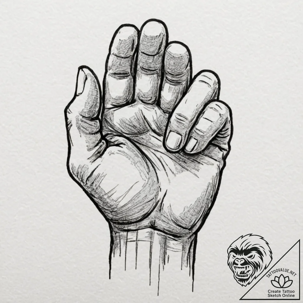 Tattoo design a clenched fist made of stylize... - tattoo sketch (№1752987190_0, 20.07.2025 04:53) — tattoovalue.net