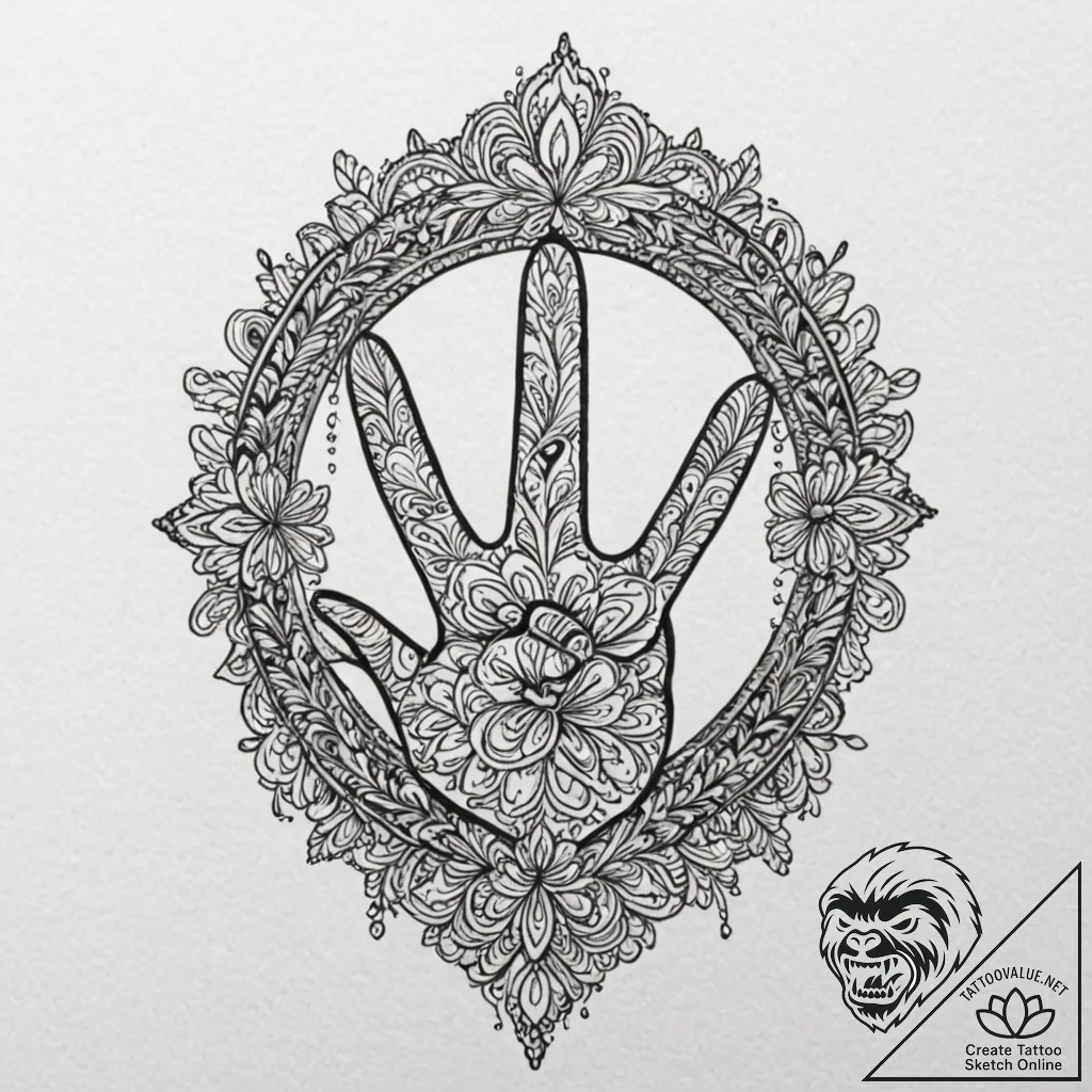 Tattoo design a playful hand gesture, like a... - tattoo sketch (№1752987610_0, 20.07.2025 05:00) — tattoovalue.net