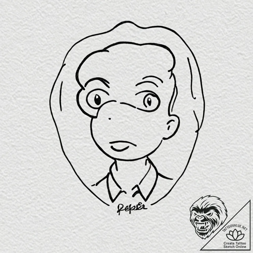 A sketch of charlie kelly's "pepe silvia" con... - tattoo sketch (№1752988453_0, 20.07.2025 05:14) — tattoovalue.net
