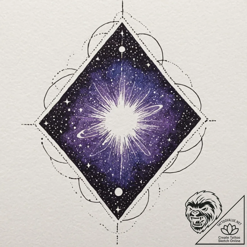 Tattoo sketch a deep indigo and purple waterc... - tattoo sketch (№1752989044_0, 20.07.2025 05:24) — tattoovalue.net