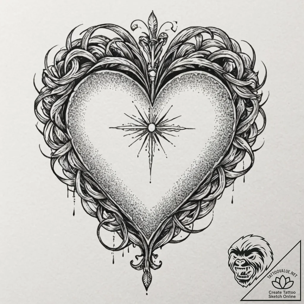 Tattoo design a blackwork heart with a unique... - tattoo sketch (№1752989466_0, 20.07.2025 05:31) — tattoovalue.net