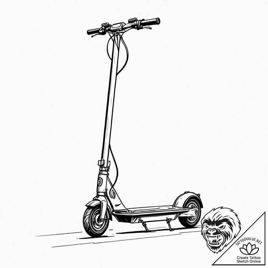 A modern, electric scooter parked on a city s... - tattoo sketch (№1752990312_0, 20.07.2025 05:45) — tattoovalue.net