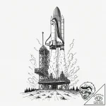 A space shuttle on the launchpad, steam billo… – tattoo sketch (№1752990819_0, 20.07.2025 05:53) — tattoovalue.net