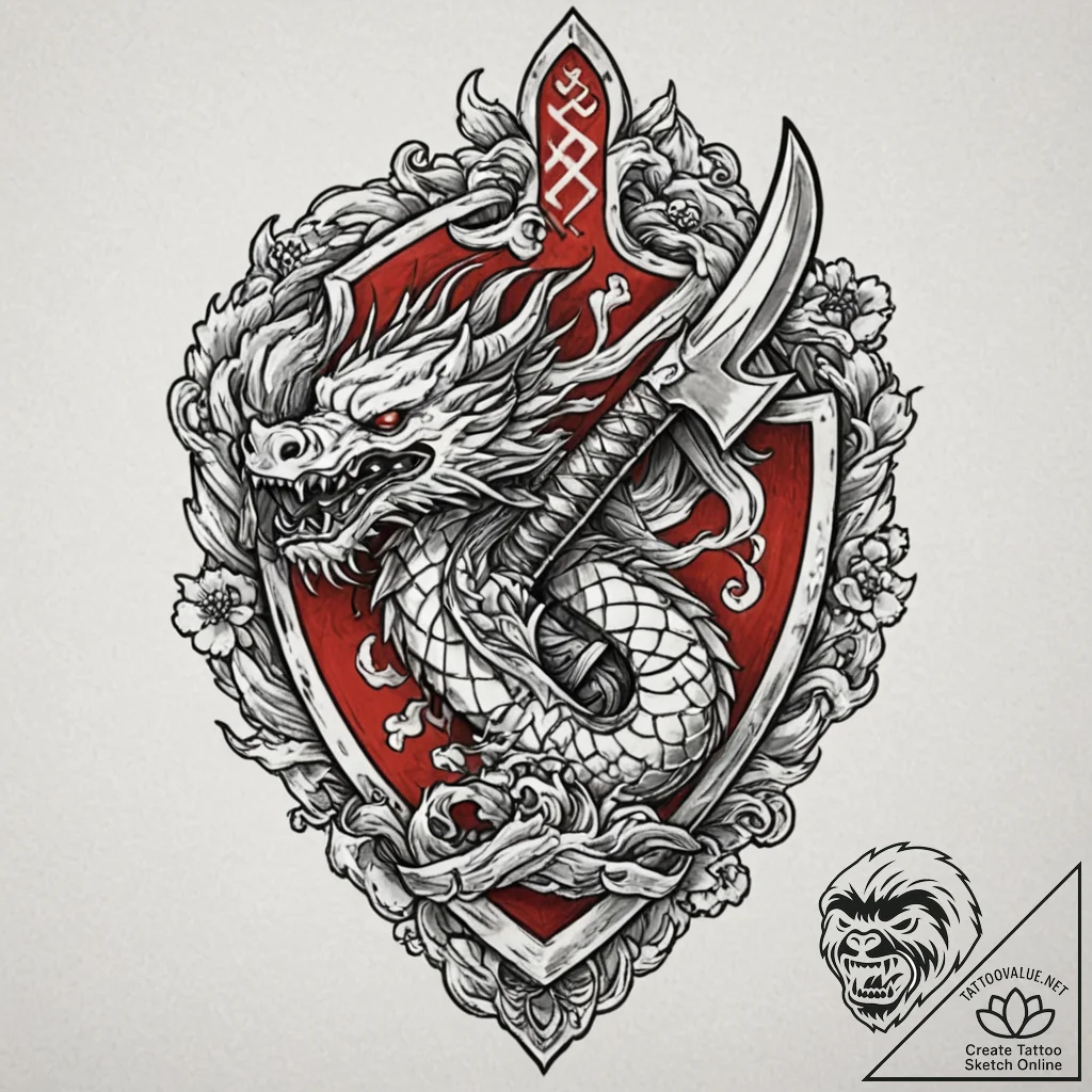 Tattoo design a viking axe and shield, crosse... - tattoo sketch (№1752990904_0, 20.07.2025 05:55) — tattoovalue.net