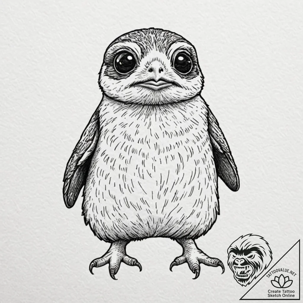 33. neo-traditional tattoo of a porg, cute an... - tattoo sketch (№1752991242_0, 20.07.2025 06:00) — tattoovalue.net