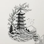 Tattoo sketch a stylized watchtower standing… – tattoo sketch (№1752991750_0, 20.07.2025 06:09) — tattoovalue.net