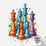 Chess, ink illustration for tattoo, on a clea… – tattoo sketch (№1752992171_0, 20.07.2025 06:16) — tattoovalue.net