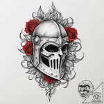 Tattoo sketch a medieval knight’s helmet with… – tattoo sketch (№1752992254_0, 20.07.2025 06:17) — tattoovalue.net
