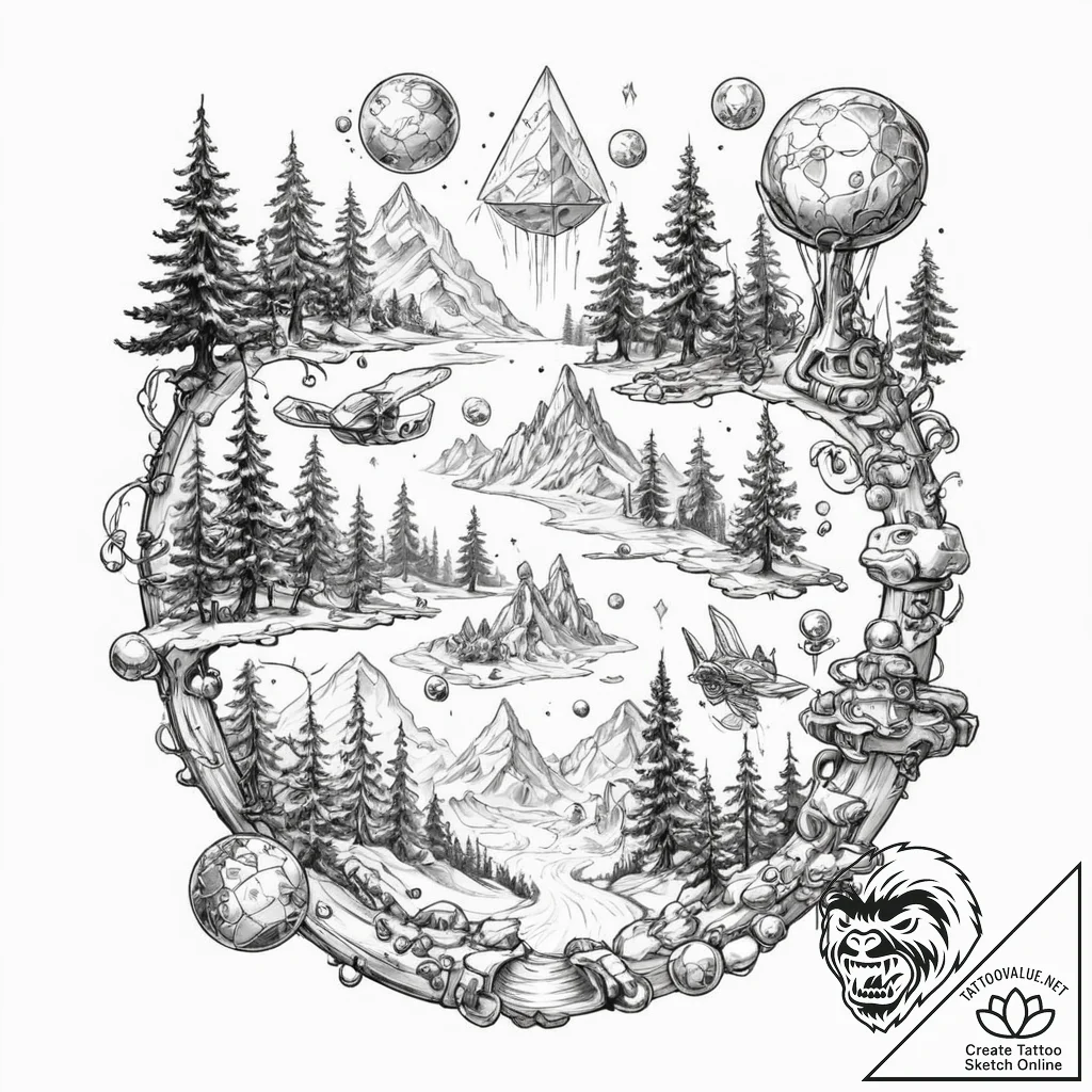 р“сђсѓрїрїр° 8: game world elements & environ... - tattoo sketch (№1752992850_0, 20.07.2025 06:27) — tattoovalue.net