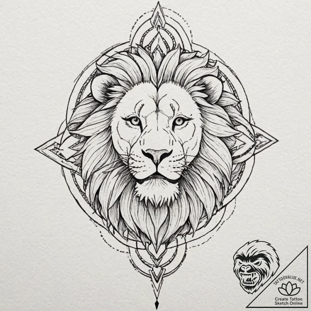 Tattoo sketch a lion roaring after a successf... - tattoo sketch (№1752992934_0, 20.07.2025 06:28) — tattoovalue.net